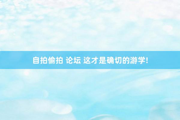 自拍偷拍 论坛 这才是确切的游学!